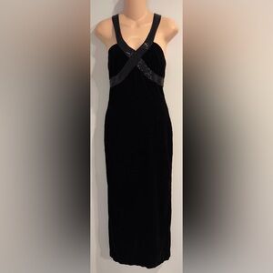 AFTER EIGHT Velvet Beaded Maxi Long Dress Party Formal 80's 90's Vintage size 8